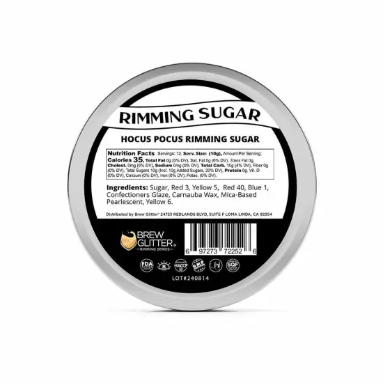 Brew Glitter - Hocus Pocus Rimming Sugar (4oz, 1x Bar Tin) Cocktail Garnish for Mixed Drinks & Refreshments {6}