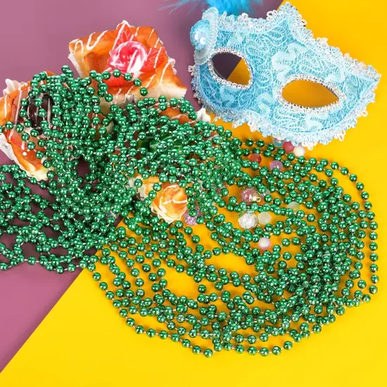 144 PCS St. Patricks Day Necklaces, Green Mardi Gras Christmas Bead Necklaces, 33" St. Patrick's Day Green Beads St. Patricks Day Accessories for Mardi Gras, St. Patricks Day Party Favors {5}