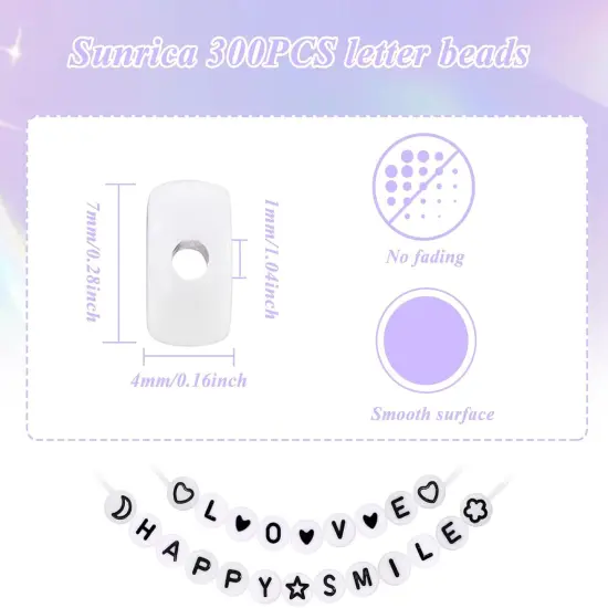 300Pcs Round Letter Beads for Charms Bracelets Making 4X7mm Individual White Alphabet Beads kit N {2}