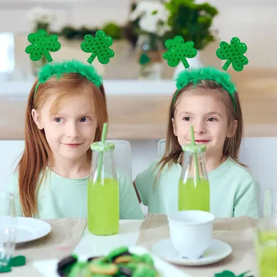 St. Patrick&rsquo;s Day Green Headband - Set of 6 Shamrock Clover Head Boppers Leprechaun Top Hat {3}