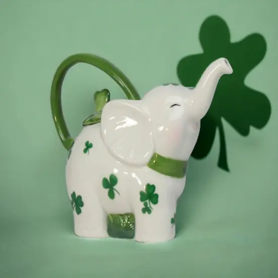 Ceramic Shamrock Design Elephant Teapot, Home D&eacute;cor, Gift for Her, Gift for Mom, Kitchen D&eacute;cor, Irish Saint Patrick&rsquo;s Day D&eacute;cor {2}