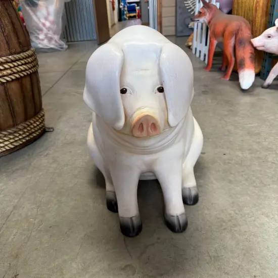Comic Pig Sitting Life Size Statue {5}