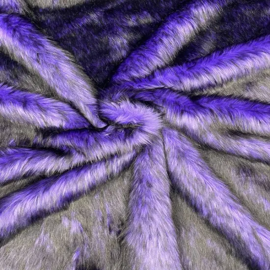 1 Yard Two Tone Husky Faux Fur Fabric Soft High Pile for Blankets Decor Costumes 58-60 inches Width Eggplant-Black {5}