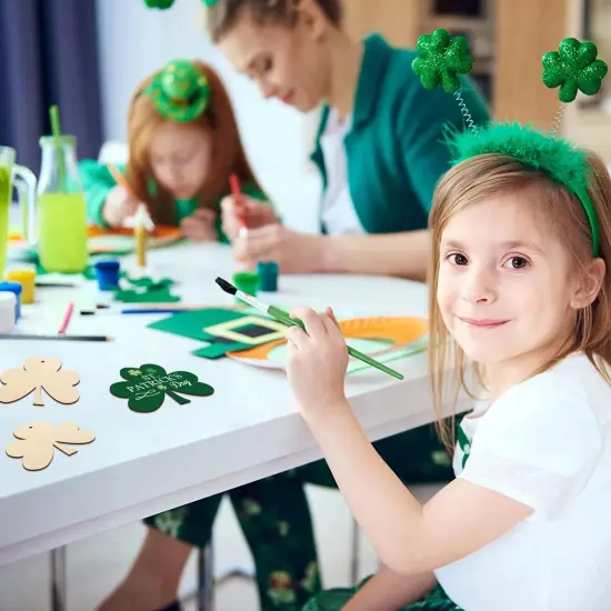 Wooden Shamrock Ornaments to Paint St. Patrick's Day Decoration Cutouts Unfinished 24PCS 3.5 x 3 inches, DIY Blank Unfinished Wood Discs Ornament for Home Farmhouse Crafts Hanging Spring Decorations {6}