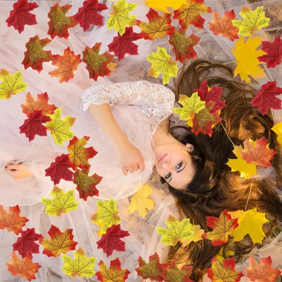 Fall Artificial Maple Leaves for Thanksgiving Decorations {2}