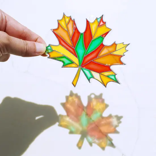 24 Sets Fall Leaf Suncatchers Ornaments DIY Window Paint {4}
