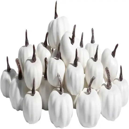White Plastic Pumpkins for Centerpieces - 30pcs {1}
