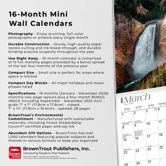 Rocky Mountain Wilderness | 2026 7 x 14 Inch (Hanging) Monthly Mini Wall Calendar {5}