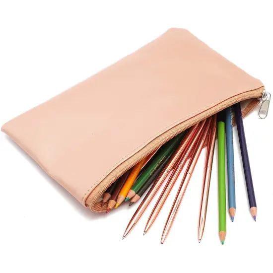 Rose Gold Pouch for Pens, Makeup, Accessories (2 Pack) Pink {4}