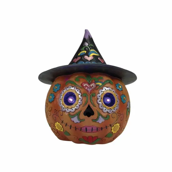 Jim Shore 8.5 Inch All Hallow's Harvest Halloween Figurine , Lighted Halloween Decor Halloween Led Pumpkin Witch Hat Orange {3}