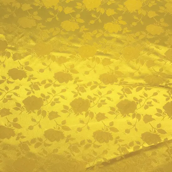 1 Yard Yellow Jacquard Satin Fabric Reversible Material for Table Overlays Curtains Garments 58/60 Inches Width {1}