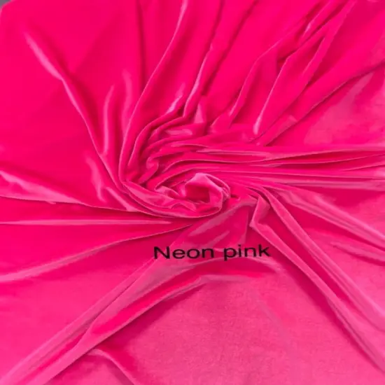 1 Yard Vibrant Neon Pink Stretch Velvet Fabric with Soft Touch and Flexible Drape 58/60 Inch Wide {1}