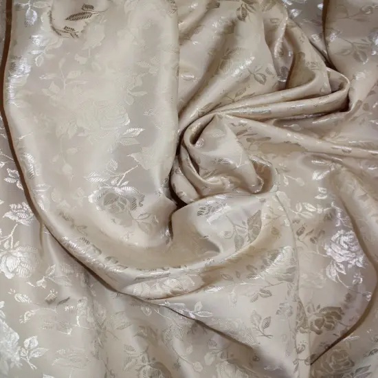 1 Yard Champagne Reversible Jacquard Satin Fabric for Curtains Tablecloth Apparel Crafts 58/60 Inches Width {2}