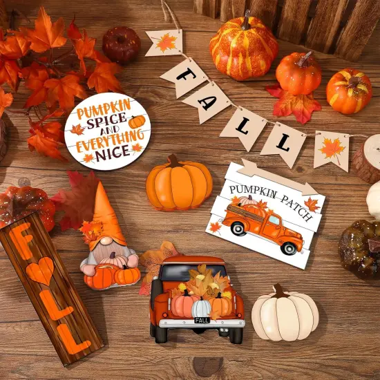 13 Pieces Fall Tiered Tray Decor Set Autumn Farmhouse Decor {5}