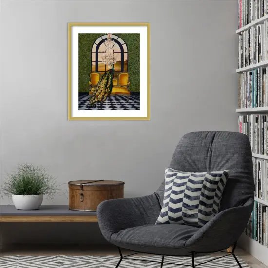 Peacock Extravaganza by Erika C. Brothers Wood Framed Wall Art Print {5}