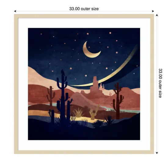 Blue Western Night by Emel Tunaboylu Wood Framed Wall Art Print {4}