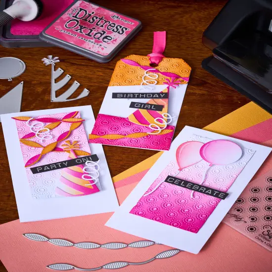 Sizzix Sidekick Texture Fades Embossing Folder By Tim Holtz -Birthday {5}