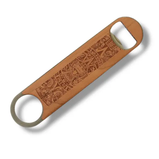 Wooden Bottle Opener - Aztec Calendar {1}