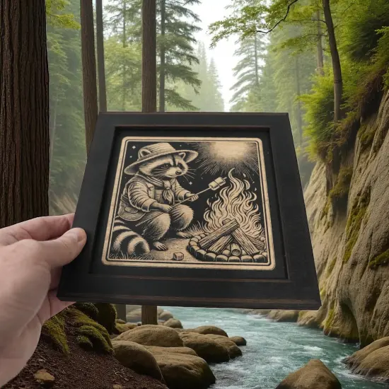 Framed Art - CUSTOM - Raccoon Campfire {6}