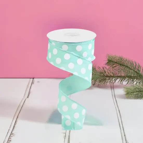 1.5" Medium Polka Dot Ribbon: Mint Green (10 Yards) {2}