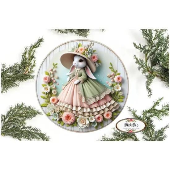 Victorian Easter Bunny Floral Sign {1}