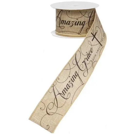 2.5" Amazing Grace Ribbon: Beige & Black (10 Yards) {1}