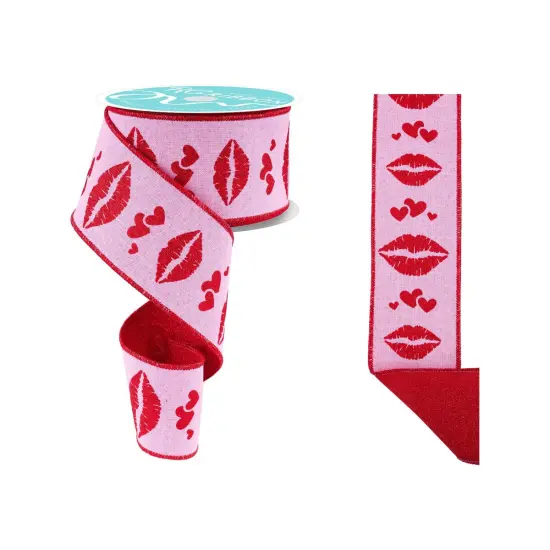2.5" Double Layer Bold Lips Ribbon: Pink/Red (10 Yards) {2}