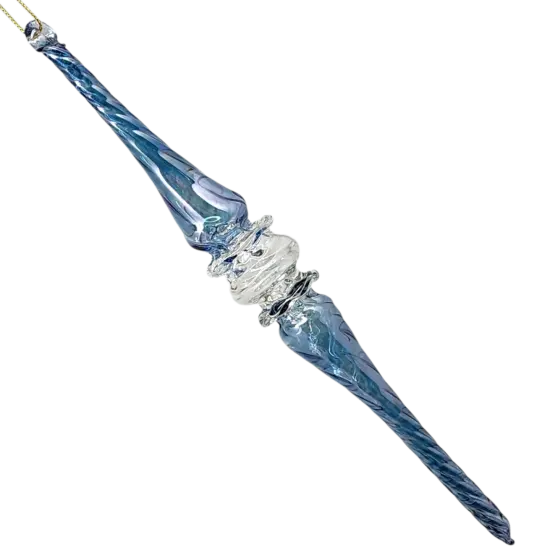 Frosted Blue Swirl Spire Ornament {3}
