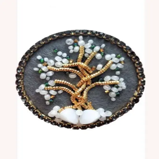 Beadwork kit for creating brooch Crystal Art Tree of happiness BP-371C {1}
