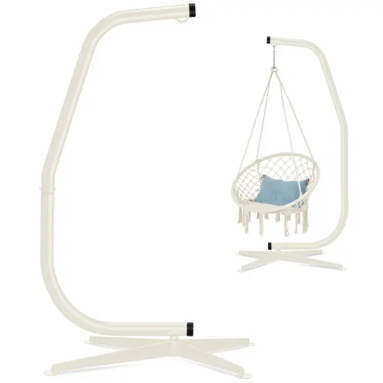 Best Choice Products Metal Hanging Hammock C-Stand for Chair/ Weather-Resistant Finish, Offset Base - Stand Only White {7}