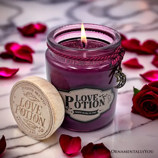 Love Potion Romantic Candle, Sandalwood Flavored Valentine Decor {1}