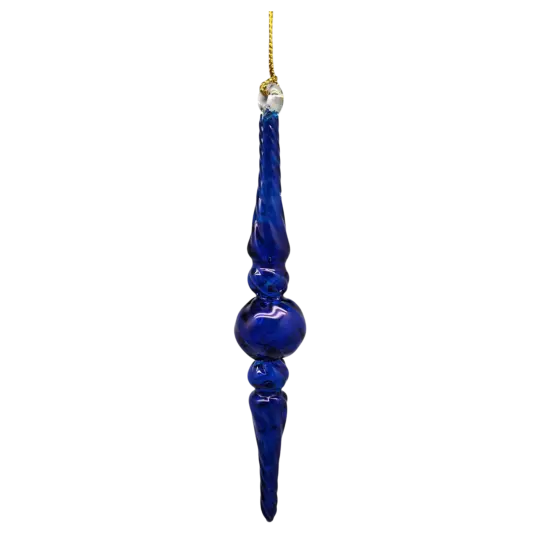 Outer Swirl Icicle Glass Ornaments - Cobalt {1}