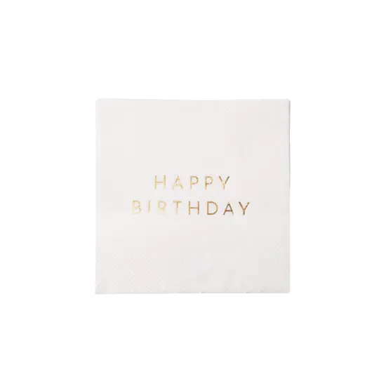 WHITE & GOLD SIGNATURE HAPPY BIRTHDAY COCKTAIL NAPKINS {1}