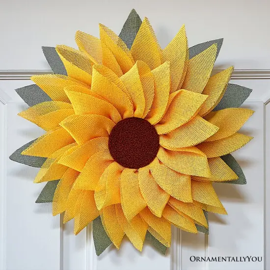 Charming Burlap Sunflower 22" Wreath, Vintage Front Door Decor with Rustic Farmhouse Style {1}