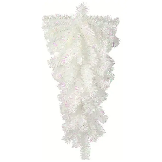 36" Metallic Teardrop Swag: Iridescent White {1}