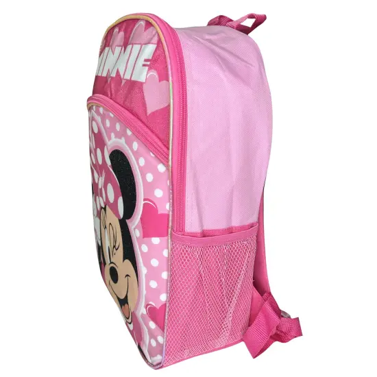 Disney Minnie 16" Pink School Backpack with Front and Side Pockets {3}