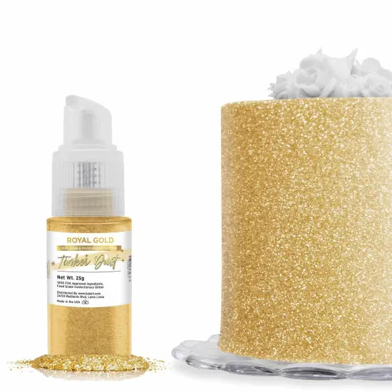 Bakell - Royal Gold Tinker Dust Edible Glitter (25g, 1x Spray Pump) for Food, Desserts, and Beverages! {1}
