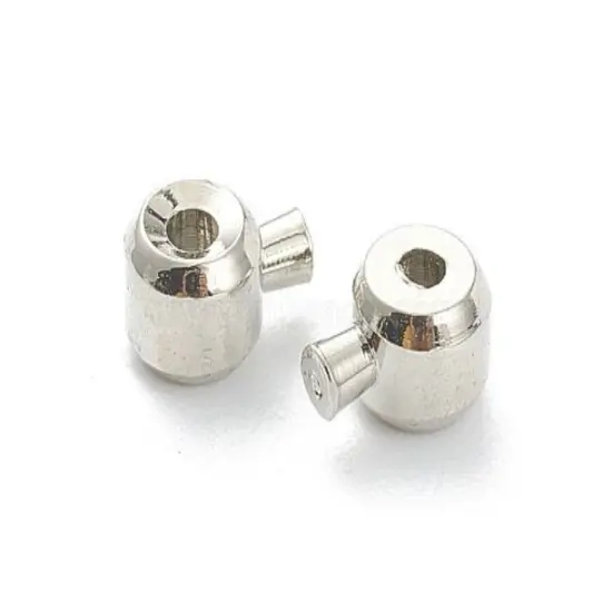 *50* Long Lasting Platinum Plated Brass One Touch Crimp Stopper Beads {2}