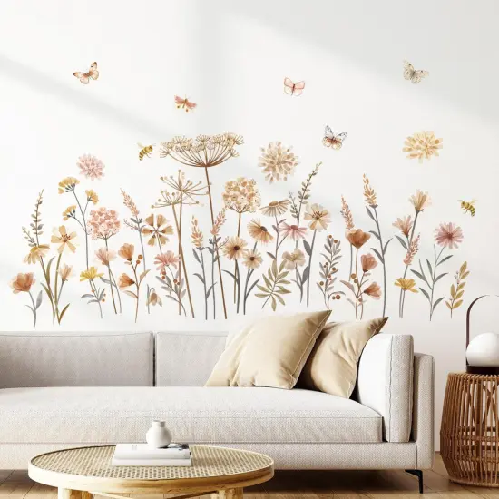 decalmile Boho Flower Wall Decals Wildflower Floral Dandelion Grass Wall Stickers Baby Nursery Girls Bedroom Kids Room Wall Decor {6}
