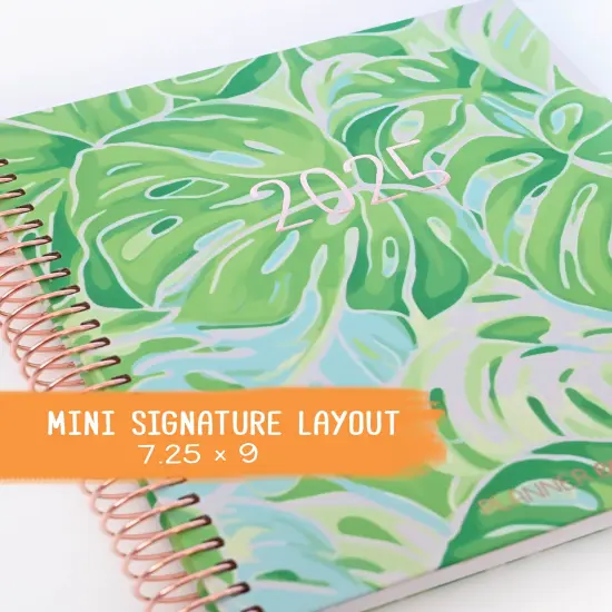 2025 Planner - Mini Signature Layout, Spiral Bound - "Tropical Greens" (#511) {1}