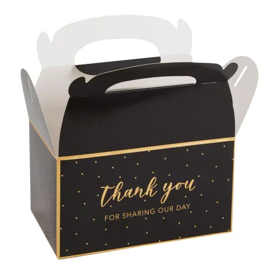 24-Pack 6.3 x 3.5 x 3.5-Inch Black Party Favor Gable Boxes, Thank You Gift Boxes for Birthday, Wedding, and Baby Shower Celebrations {5}