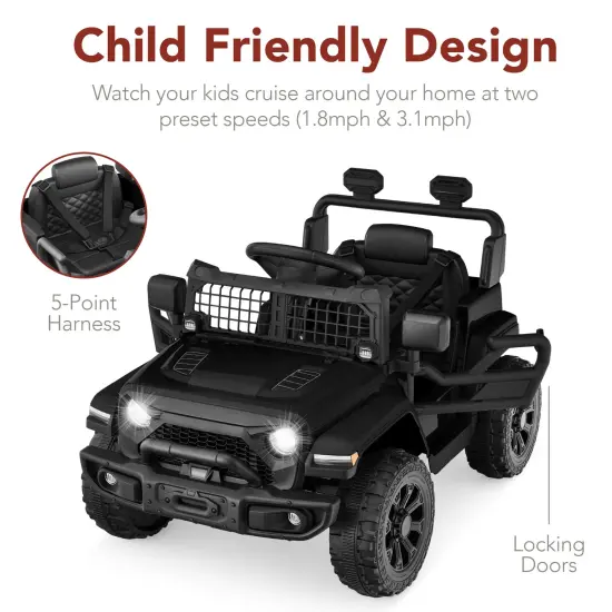 Best Choice Products 6V Kids Ride-On Truck Car w/ Parent Remote Control, 4-Wheel Suspension, LED Lights Black {5}