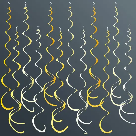 36Pcs Yellow Hanging Swirl Decorations {1}
