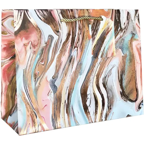 Pack/6: Marbleized Magic Bronze Gift Bag - 12-1/2 x 5 x 10" {1}