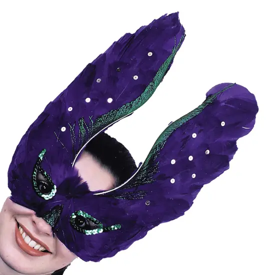 Mardi Gras Feather Mask Purple with Sequin {6}