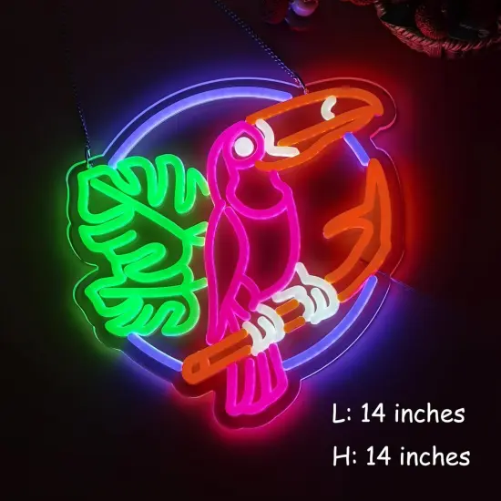 Summer Novelty Toucan Neon Sign Art Wall Lights for Business, Beer Bar, Club, Bedroom, Windows, Glass, Hotel, Pub, Cafe, Wedding, Birthday Party Gifts {5}
