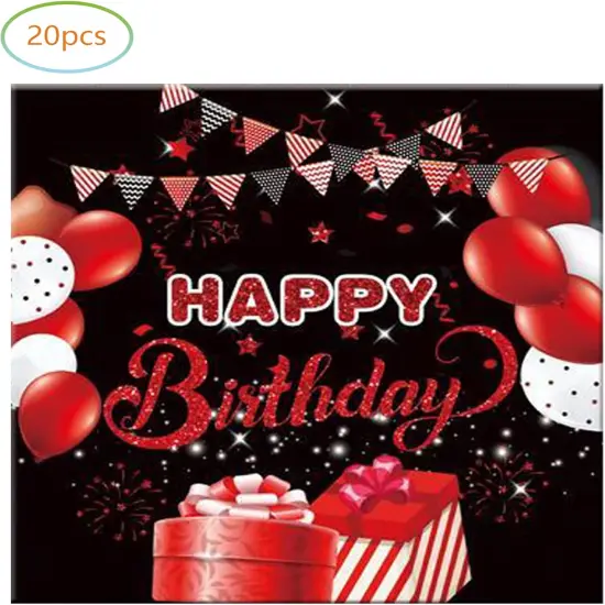 Red and Black Birthday Party Tableware Supplies Set, 20 Plates and 20 Napkins, Red Birthday Party Confetti Sprinkles Happy Birthday Party Decorations for Men Women {4}