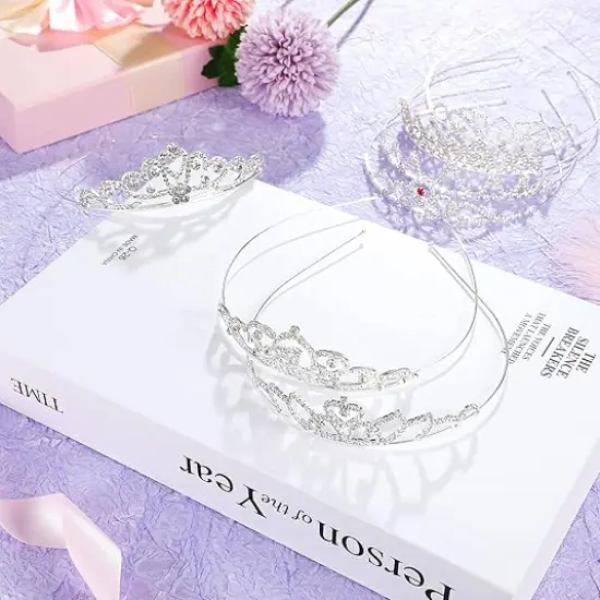 20 Pieces Girls Tiara Crown Silver Princess Crowns Girls Crystal Tiaras for Wedding Birthday Party {2}