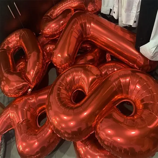 32 Inch Red Number 2 Balloons Foil Ballon Digital Birthday Party Decoration Supplies (Red Number 2 Balloon) {4}