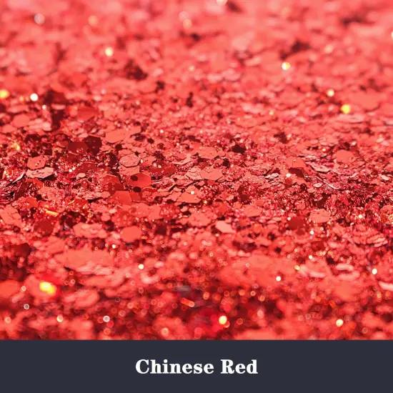 Chunky and Fine Mixed Craft Glitter, 190g/6.7oz Bulk Laser Sequin for Face Body Nail Art, Epoxy Resin Tumbler Jewelry Making (Chinese Red) {2}